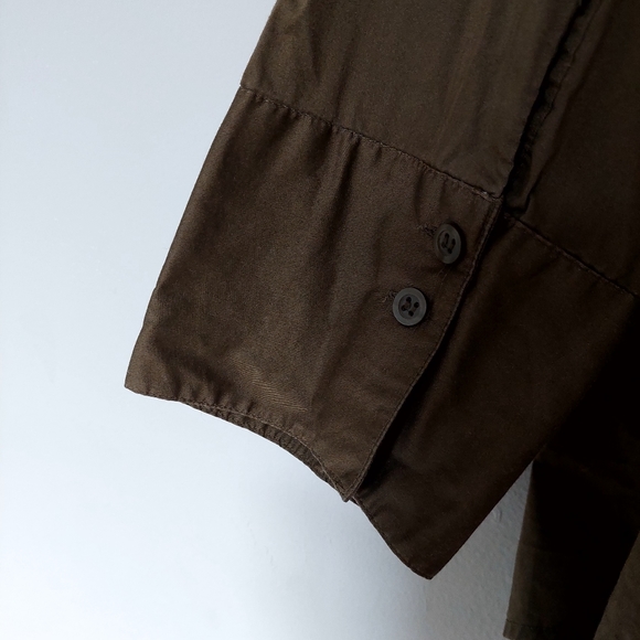 H&M Olive Green Button Down Stretchy Shirt (Size 14) - Picture 4 of 6